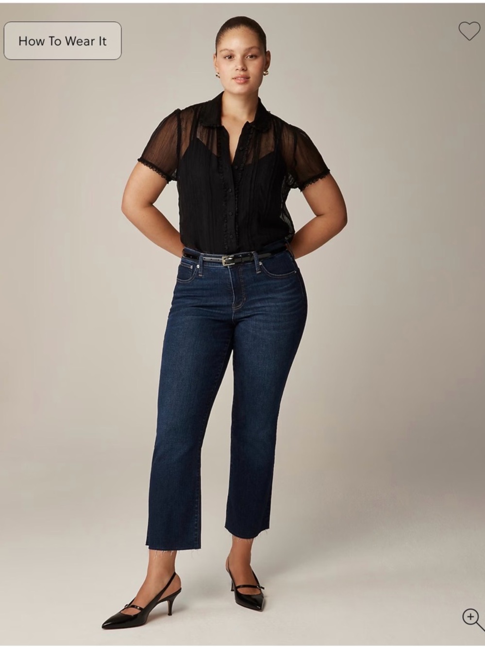 J. Crew Mid-rise kickout jean Super-Stretch Raw Hem Dark Wash Size 32